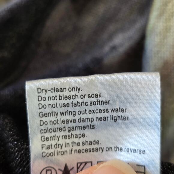 Adore Peacock Feather Print Open Front Vest Cardigan Waterfall Hem Women Size L - Picture 10 of 11